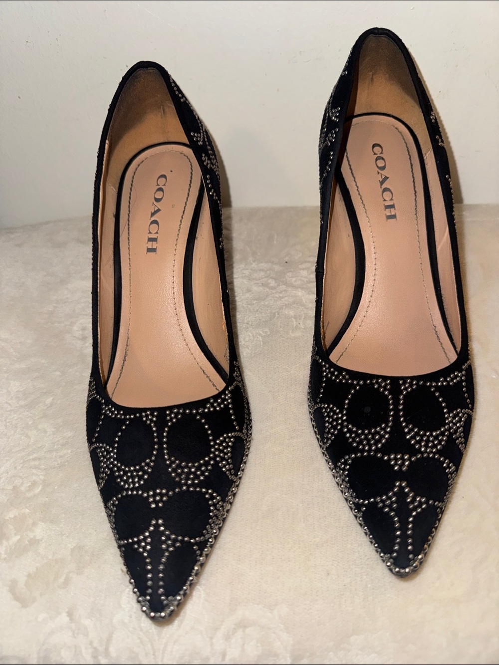 Coach Black Studded Pointed-Toe Pumps